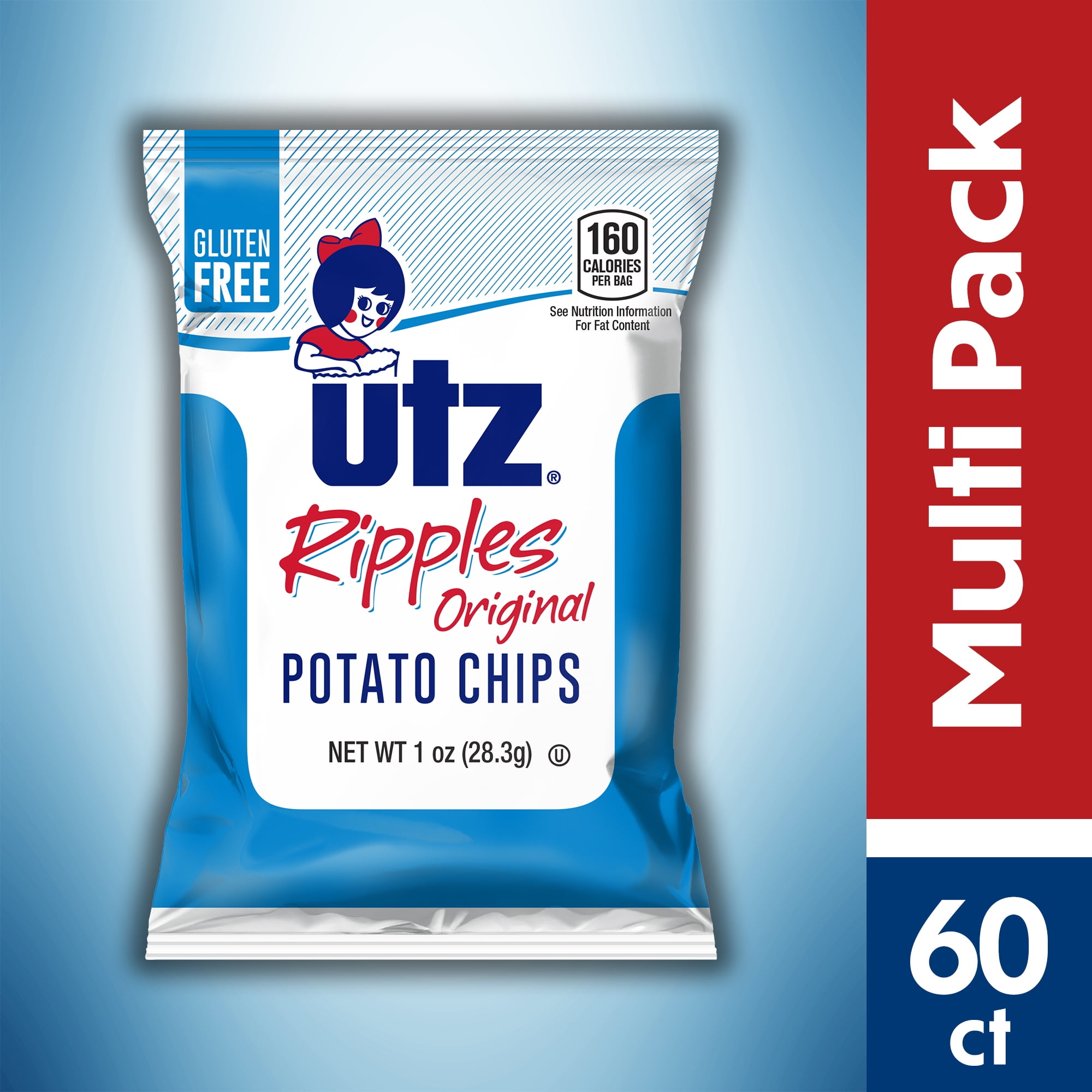 (2 pack) Utz Original Ripples, Multipack, GlutenFree, Potato Chips, 1