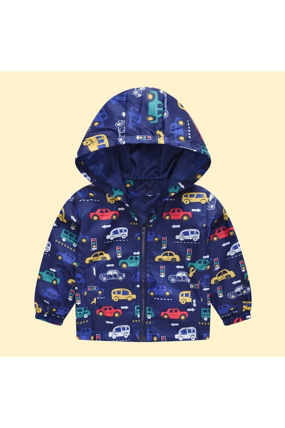 Up to 60% off fashion! Rain Jacket for Toddler Boys Girls Clearance Toddler Kids Baby Boys Girls Fashion Cute Flowers Car Pattern Windproof Jacket Hooded Coat