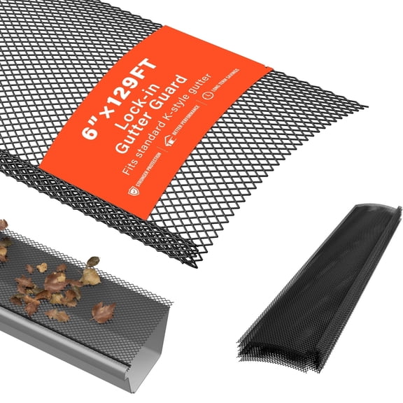 129 ft Gutter Guard 43 Pack, Black Coated Steel Micro Mesh Leaf Guards for 6 Inch Gutters, Snap-In Interlocking Gutter Screens Fit 4/5/6 Inch K-Style Rain Gutters, Easy DIY Debris