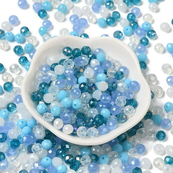 60 g Glass Beads Faceted Rondelle Light Sky Blue 6x5mm Hole: 1mm about 280pcs/60g