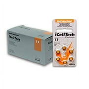 60 iCellTech Hearing Aid Batteries Size 13 + Battery Caddy