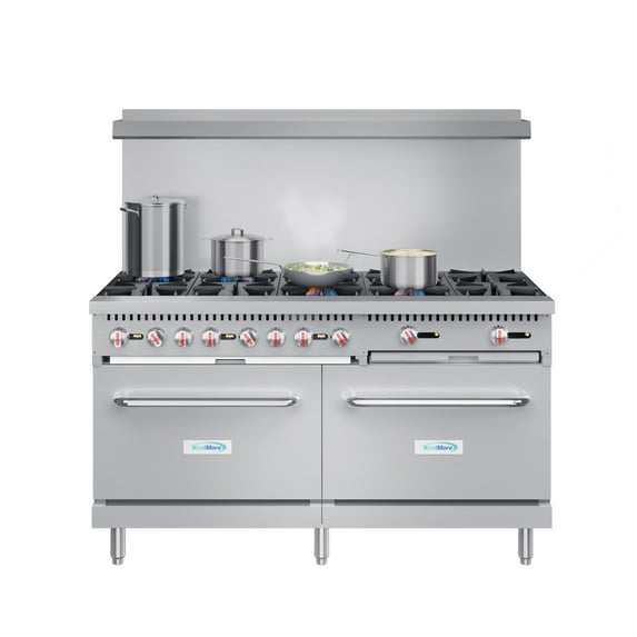60 in. Commercial 10 Burner Natural Gas Range in Stainless-Steel (KM-CR60-NG)