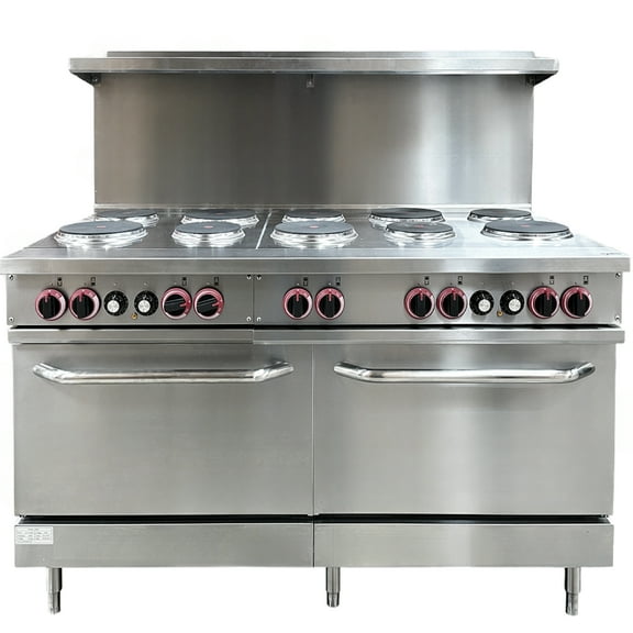NSF 60 in. 10 Burner Commercial Electric Hot Plate Oven Range 208 Volt 3-Phase in Stainless Steel, Commercial Range Oven