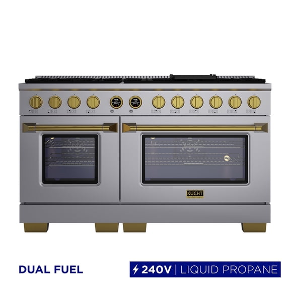 60 in. 7.9 cu. ft. 10 Burners Dual Fuel Range for Propane Gas in Stainless Steel