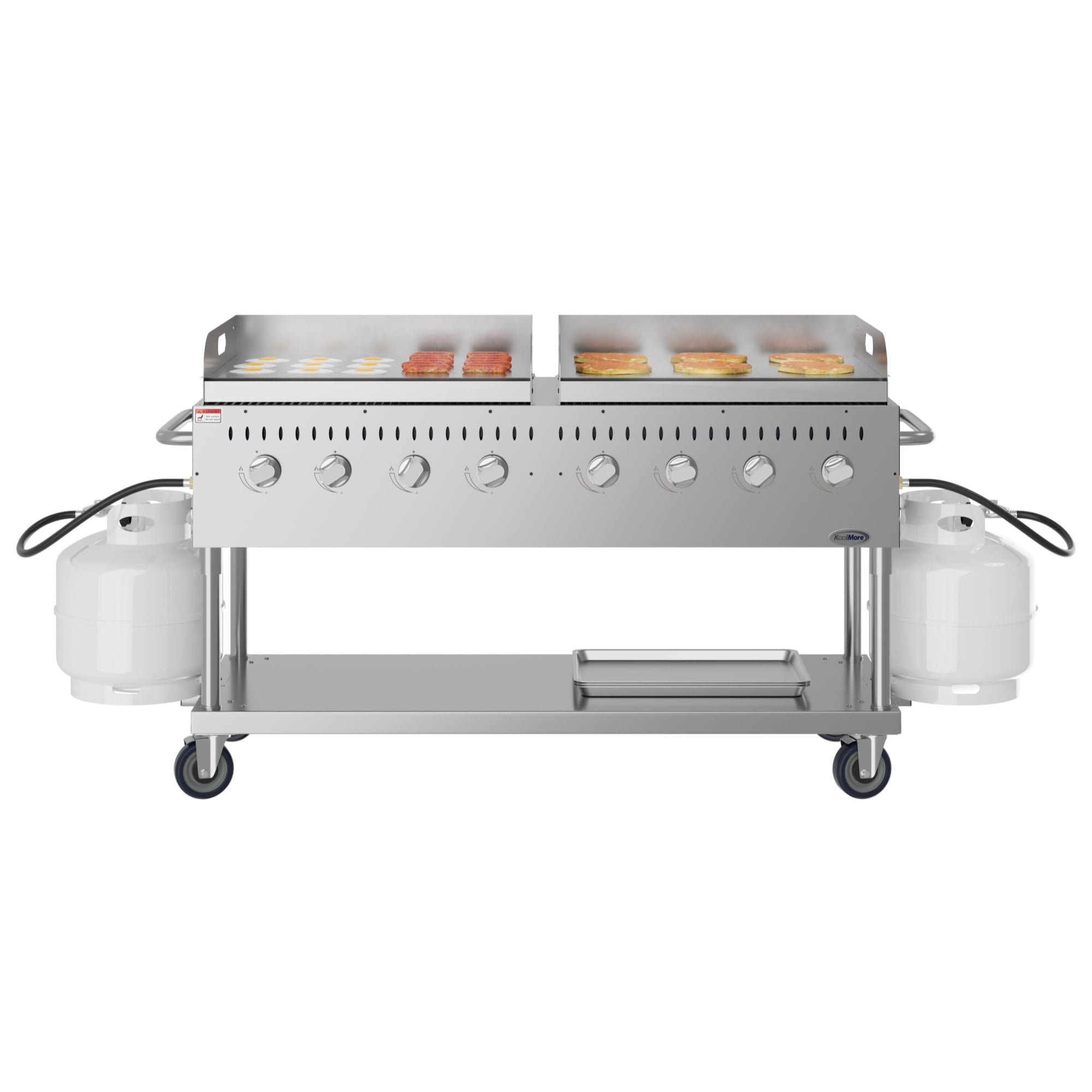 60 in. 8-Burner Commercial Outdoor Propane Gas Grill with Two 30 in. Griddles in Stainless-Steel, ETL Listed (CGKIT6-G30G30)