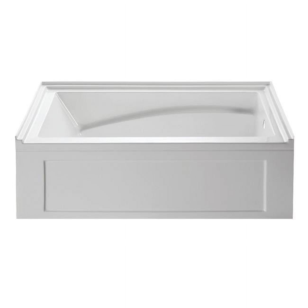60-Inch White Acrylic Anti-Skid Alcove Bathtub with Right Hand Drain