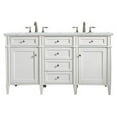 thumbnail image 1 of 60 in. Brittany Bright White Double Vanity with 3 cm Ethereal Noctis Quartz Top, 1 of 1