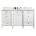 thumbnail image 1 of 60 in. Brittany Single Vanity with 3 Cm Ethereal Noctis Quartz Top, Bright White, 1 of 1
