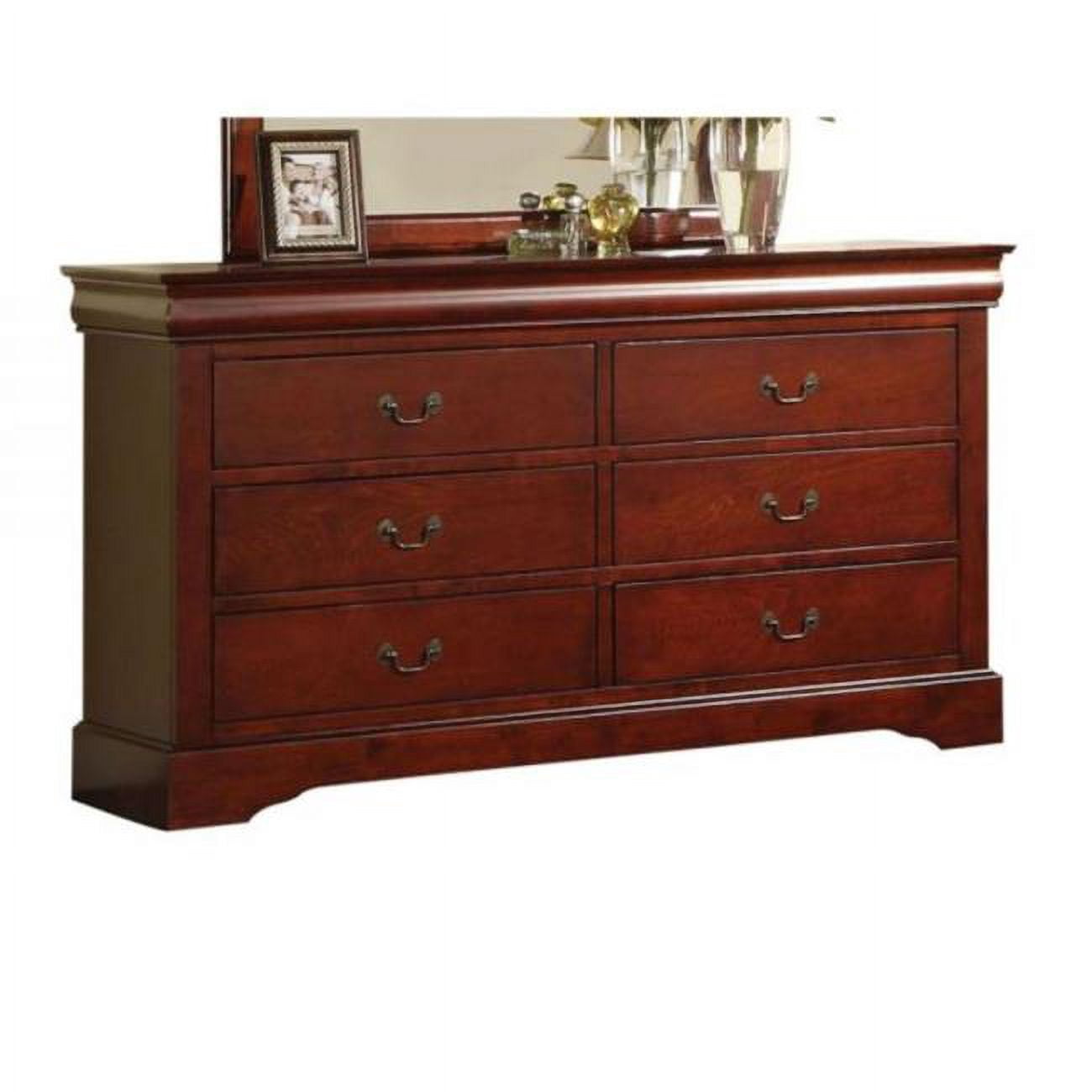 60 in. Cherry Manufactured Wood Six Drawer Double Dresser