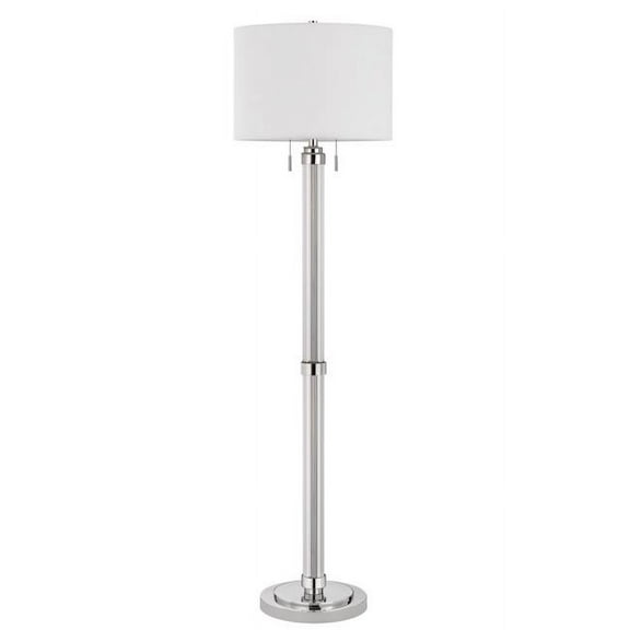 60 in. Chrome Two Light Traditional Shaped Floor Lamp with White Rectangular Shade