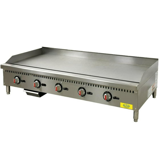 60 in. Commercial Five Burner Thermostat Stainless Steel Griddle 150,000BTU Countertop Flat Top Grill Natural Gas