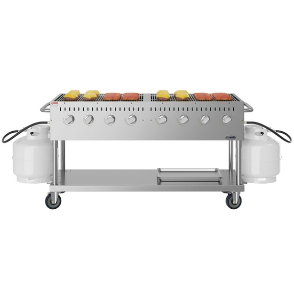60 in. Commercial Mobile Outdoor Propane Gas Grill, ETL Listed in Stainless-Steel (KM-CGM-60)