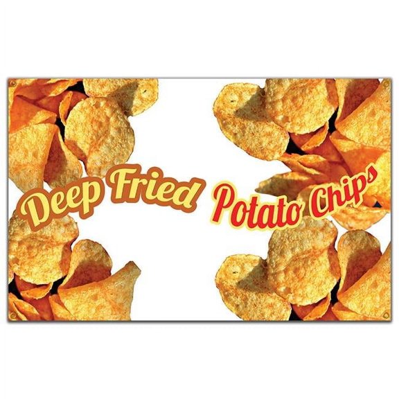 60 in. Concession Stand Food Truck Single Sided Banner - Deep Fried Potato Chips