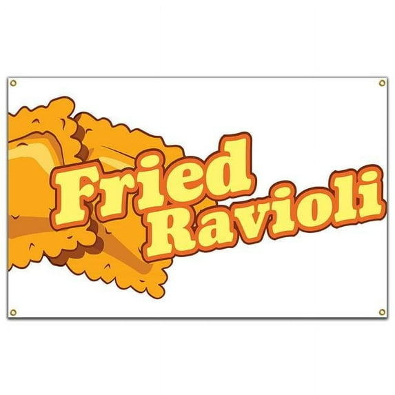 60 in. Concession Stand Food Truck Single Sided Banner - Fried Ravioli