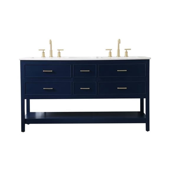 60 in. Double Bathroom Vanity, Blue