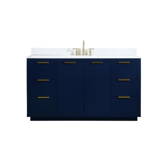 60 in. Double Bathroom Vanity, Blue