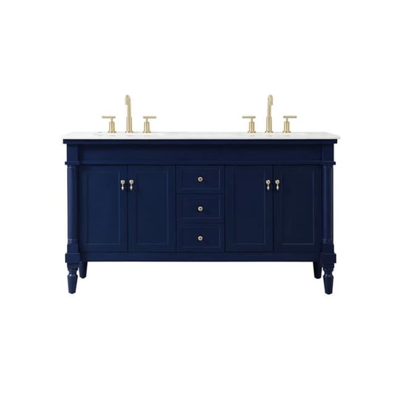 60 in. Double Bathroom Vanity, Blue