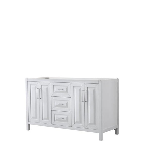 60 in. Double Bathroom Vanity In No Countertop - No Sink & No Mirror, White