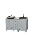 thumbnail image 1 of 60 in. Double Bathroom Vanity In Oyster Gray, White Carrera Marble Countertop, Altair Black Granite Sinkss, 1 of 1