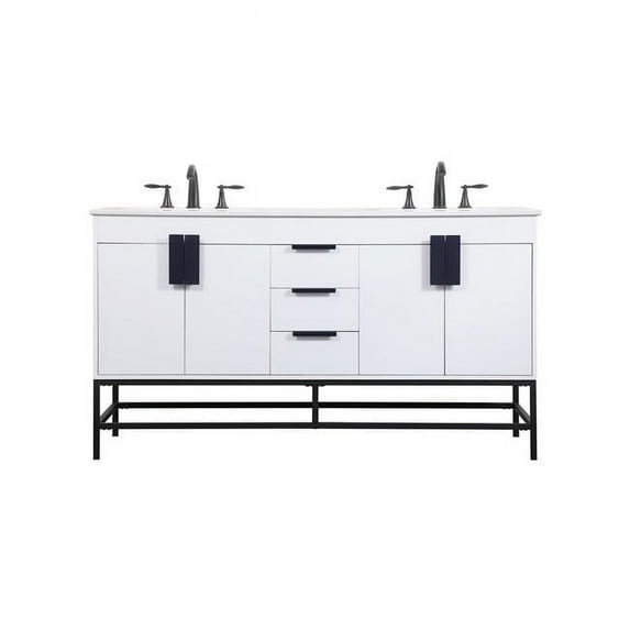 60 in. Double Bathroom Vanity, White