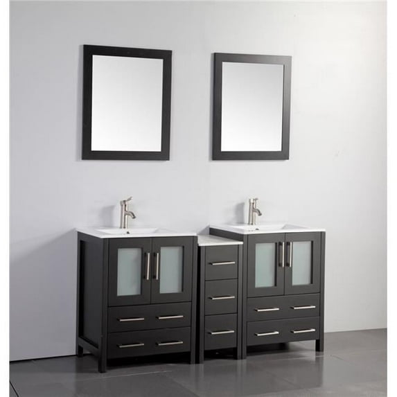 60 in. Double Sink Bathroom Vanity Set, Espresso