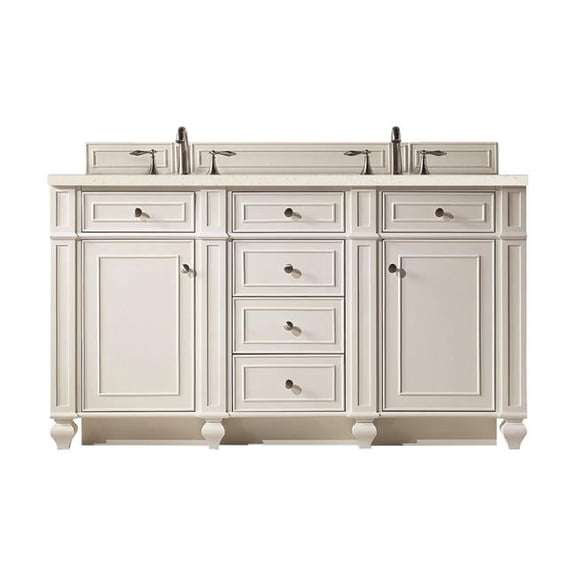 60 in.  Double Vanity, Bright White with 3 cm Lime Delight Quartz Top