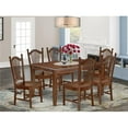 thumbnail image 1 of 60 in. Dudley Rectangle Dining Room Table & 6 Wood Seat Kitchen Chairs - Mahogany, 7 Piece, 1 of 1