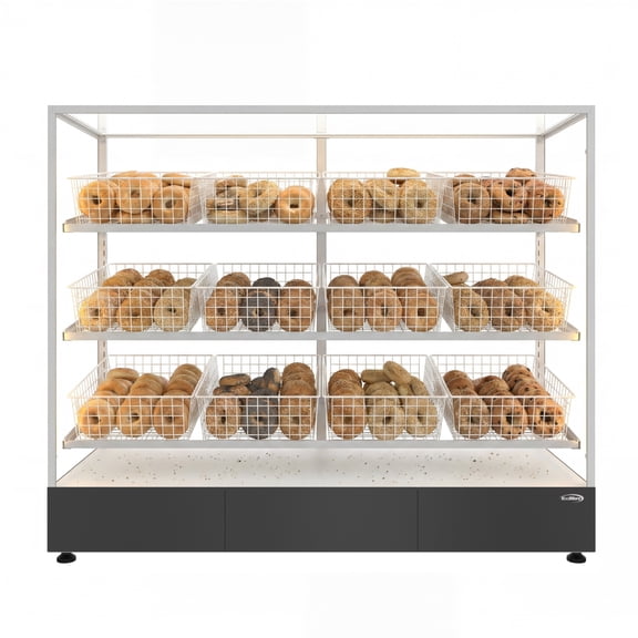 60 in. Floor Standing Bagel Bakery Display Case with 12 Baskets with Open Back and LED Lighting (KM-FDC-B12)
