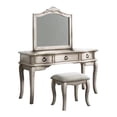 thumbnail image 1 of 60 in. Fyn White Solid Wood & Gray Vanity Desk Set with Stool & Mirror, 1 of 1