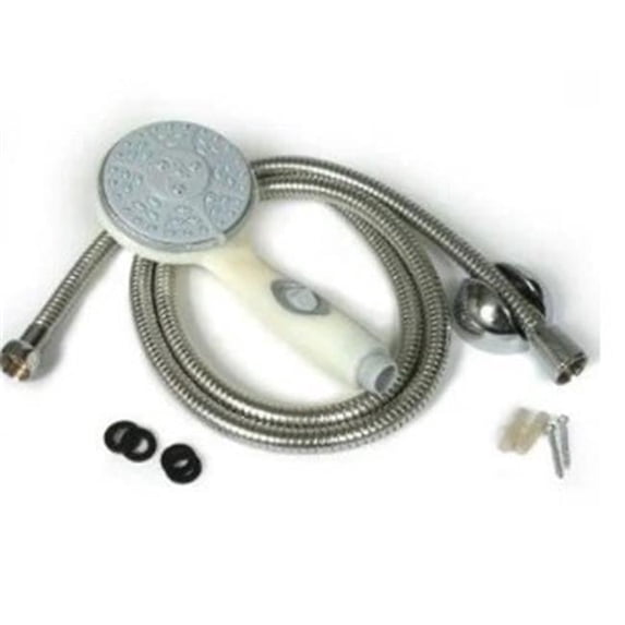 60 in. Hand Held Shower with Hose for Exterior Shower Kit, White