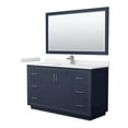 thumbnail image 1 of 60 in. Icon Single Bathroom Vanity, Dark Blue, White Cultured Marble Countertop, Undermount Square Sink & Brushed Nickel Trim - 58 in. Mirror, 1 of 1
