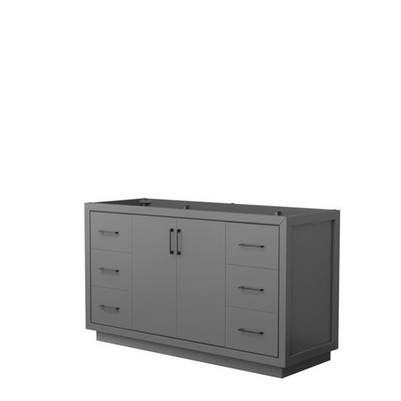 60 in. Icon Single Bathroom Vanity, Dark Gray, No Countertop, No Sink & Matte Black Trim