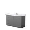 thumbnail image 1 of 60 in. Icon Single Bathroom Vanity, Dark Gray, White Cultured Marble Countertop, Undermount Square Sink & Brushed Nickel Trim, 1 of 1