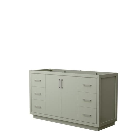 60 in. Icon Single Bathroom Vanity, Light Green, No Countertop, No Sink & Brushed Nickel Trim