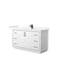 thumbnail image 1 of 60 in. Icon Single Bathroom Vanity, White, Carrara Cultured Marble Countertop, Undermount Square Sink & Matte Black Trim, 1 of 1