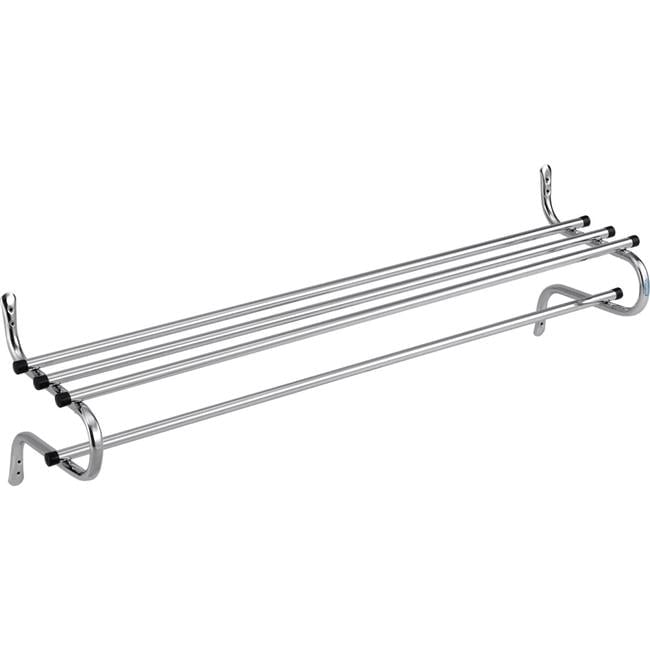 Interion Coat Rack 60 in. Interion Wall Mount Coat & Towel Rack with Shelf, Chrome ...