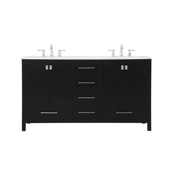 60 in. Irene Double Bathroom Vanity, Black