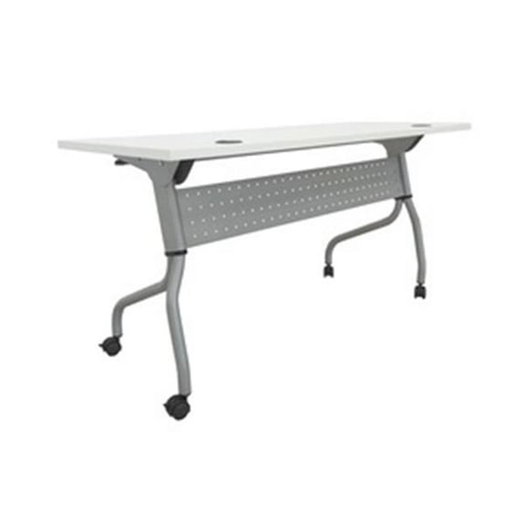 60 in. Laminate Flip Top Training Table, Silver & White