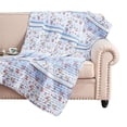 thumbnail image 1 of 60 in. Microfiber Fabric & Flowers JoaThrow Blanket, Light Blue & Pink, 1 of 1