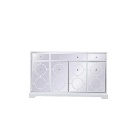 60 in. Mirrored Credenza in White