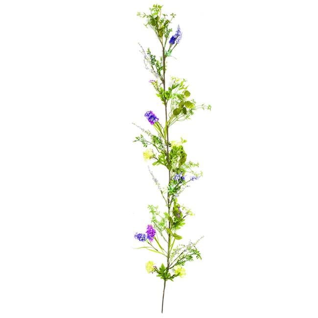 60" Green and Purple Artificial Floral Garland with Mixed Greenery