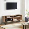thumbnail image 1 of 60 in. Modern TV Media Entertainment Console with 4 Compartments & Metal Frame Base, Light Oak Brown, 1 of 1