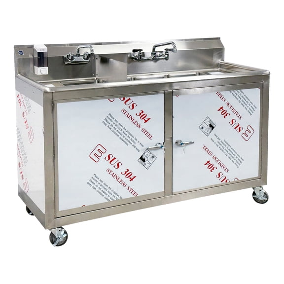 60 in. Portable Food Truck Wash Station 4 Compartment Sink 59.8''Wx20.3''Dx42.3''H