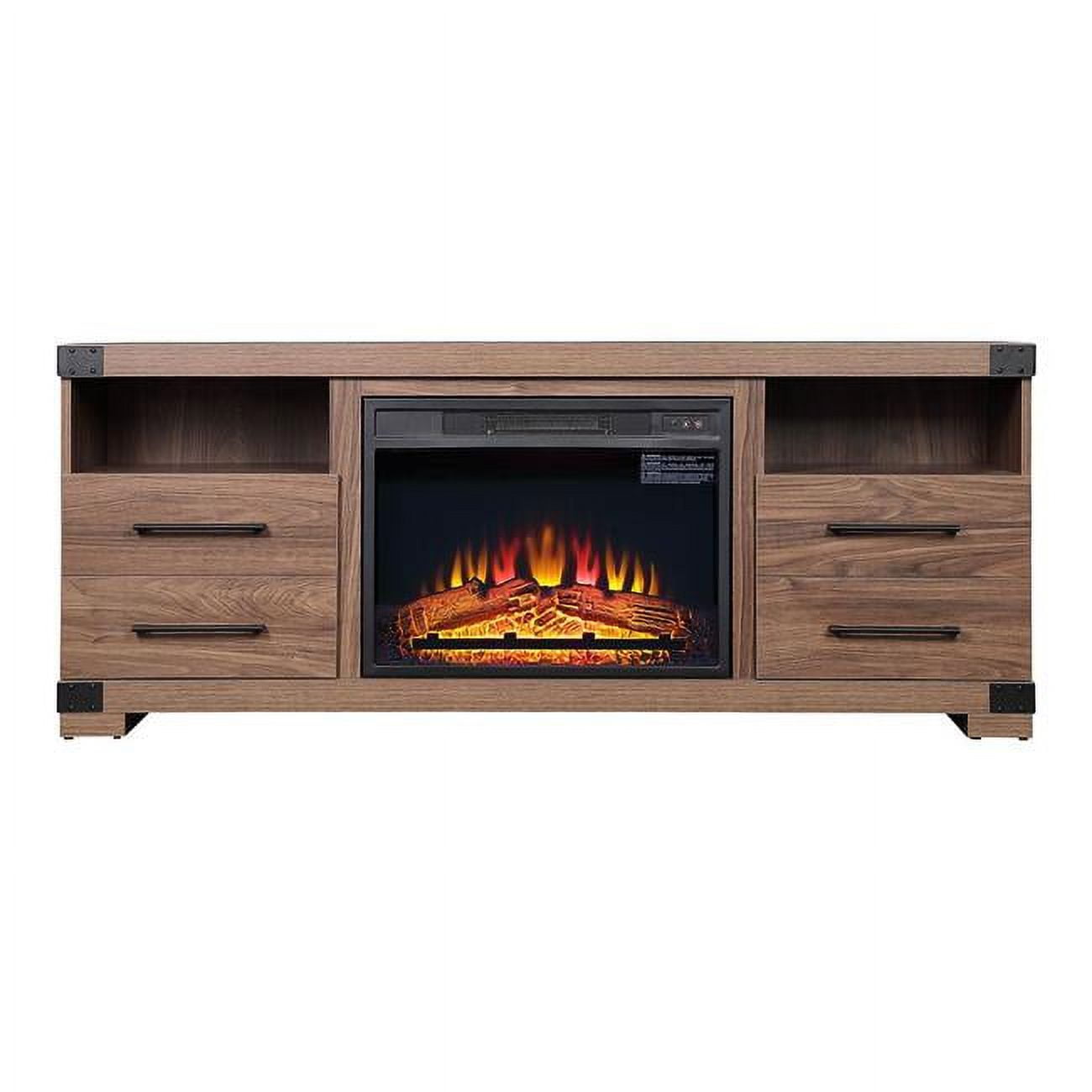 Richmond 60'' Brown Electric Fireplace TV Stand with Drawers