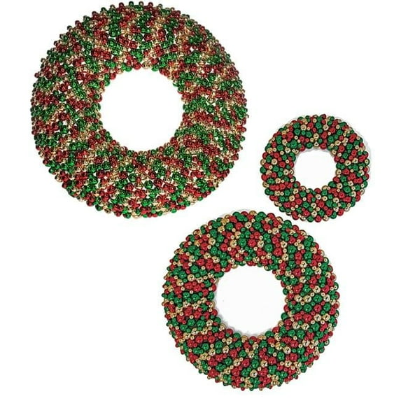 60 in. Shiny Reflective Traditional Christmas Mixed Ball Wreath, Red & Green