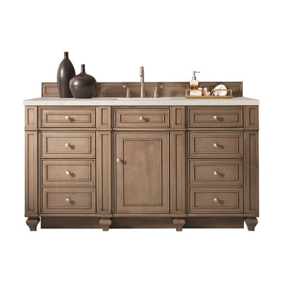 60 in. Single Vanity, Whitewashed Walnut with 3 cm Lime Delight Quartz Top