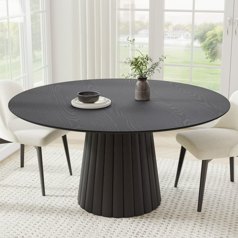 60 Soild Wood Black Dining Table Round Kitchen Table