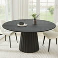 thumbnail image 1 of 60 in. Soild Wood Black Dining Table Round Kitchen Table, 1 of 5