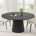 thumbnail image 1 of 60 in. Soild Wood Black Dining Table Round Kitchen Table, 1 of 5