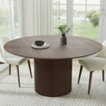 thumbnail image 1 of 60 in. Soild Wood Walnut Dining Table Round Kitchen Table, 1 of 5